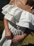 Robe courte volants blanche en coton