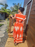 Robe longue orange & blanche